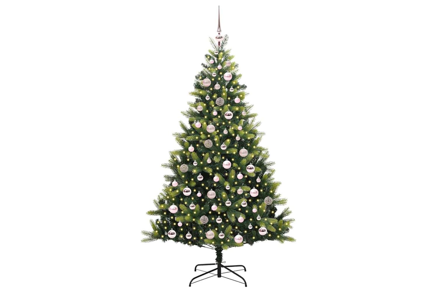 Vidaxl Artificial Hinged Christmas Tree 300 Leds Green 180 Cm-3