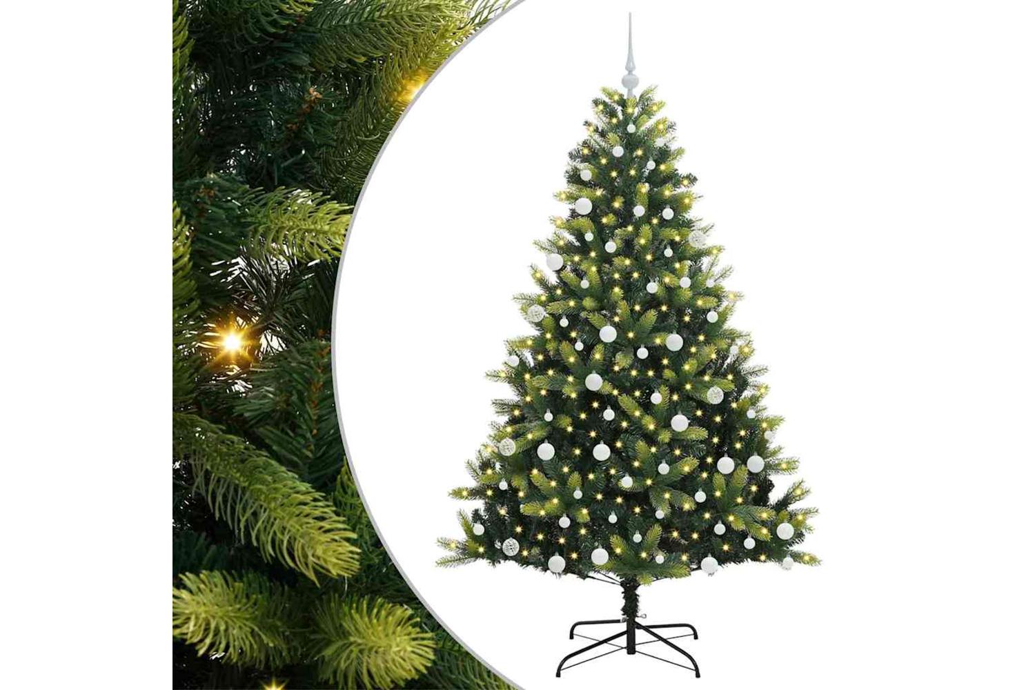 Vidaxl Artificial Hinged Christmas Tree 300 Leds Green 180 Cm-2