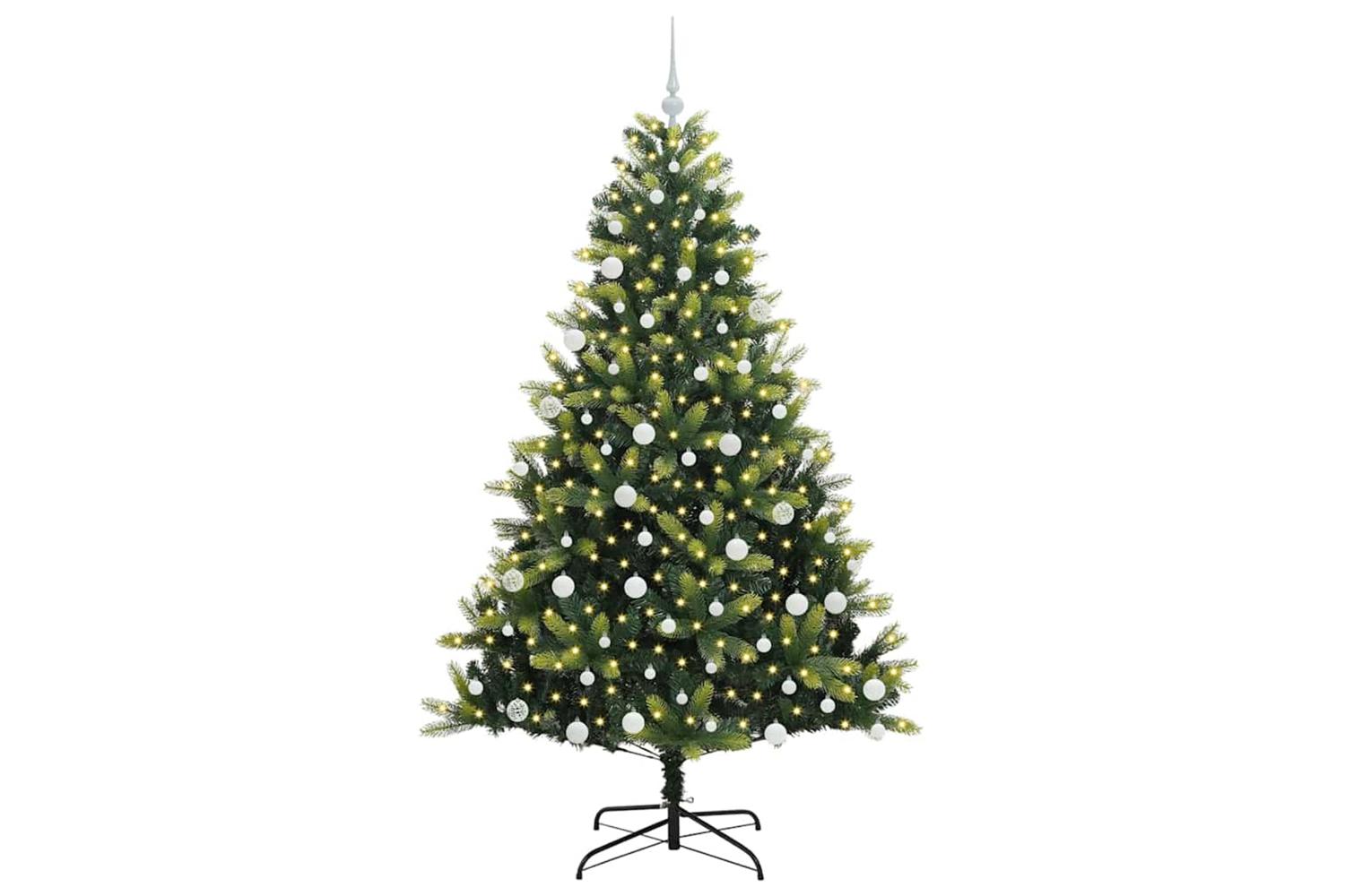 Vidaxl Artificial Hinged Christmas Tree 300 Leds Green 180 Cm-3