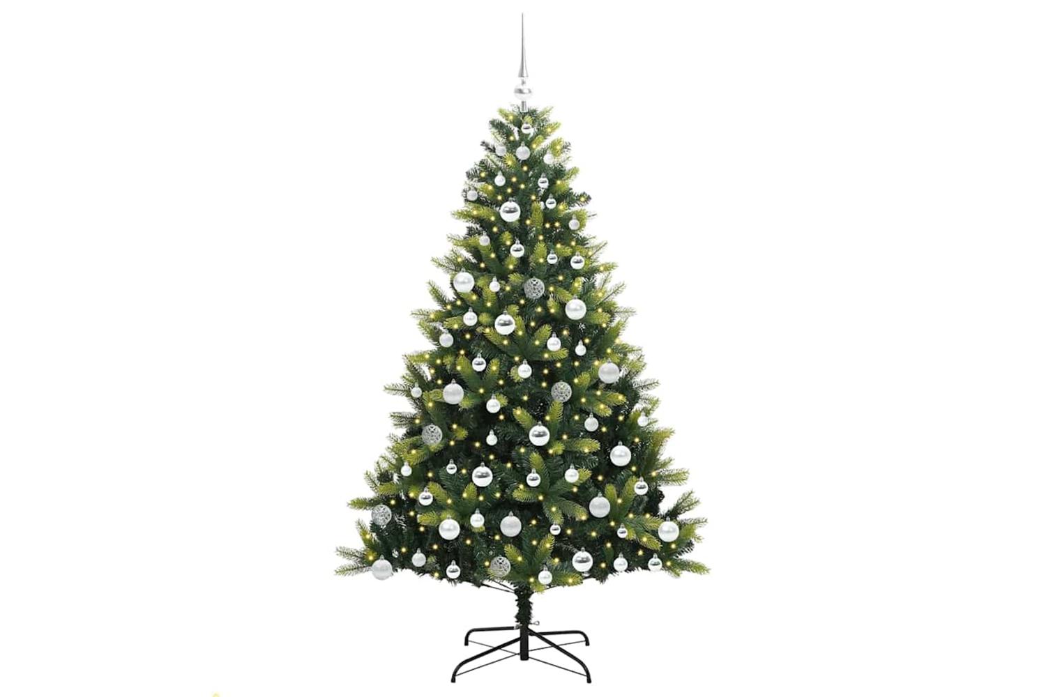 Vidaxl Artificial Hinged Christmas Tree 300 Leds Green 180 Cm-3