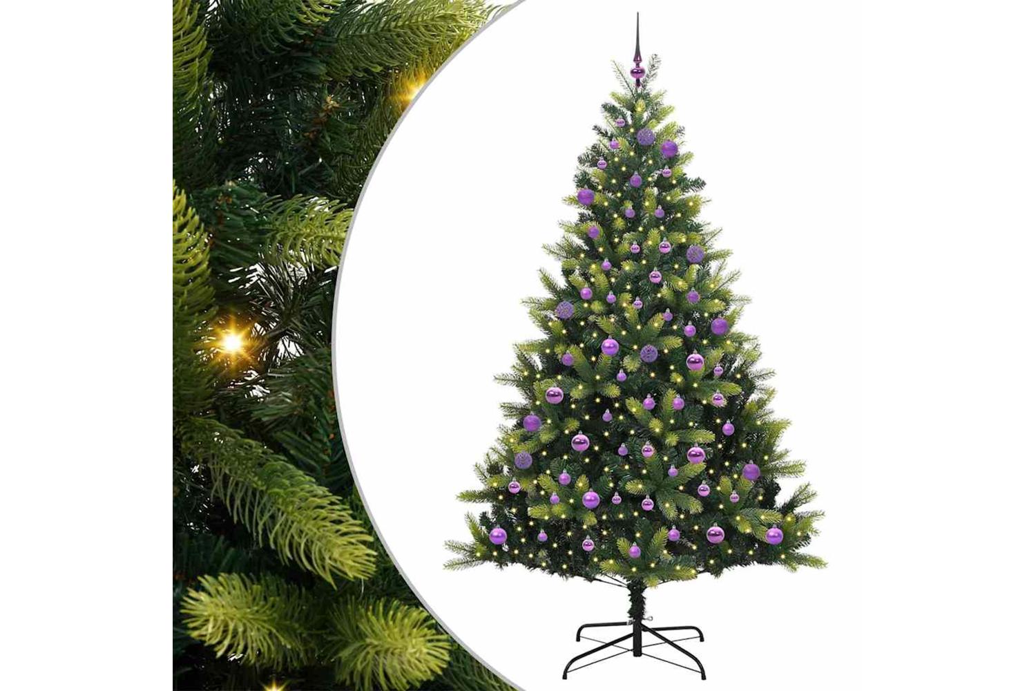 Vidaxl Artificial Hinged Christmas Tree 300 Leds Green 180 Cm