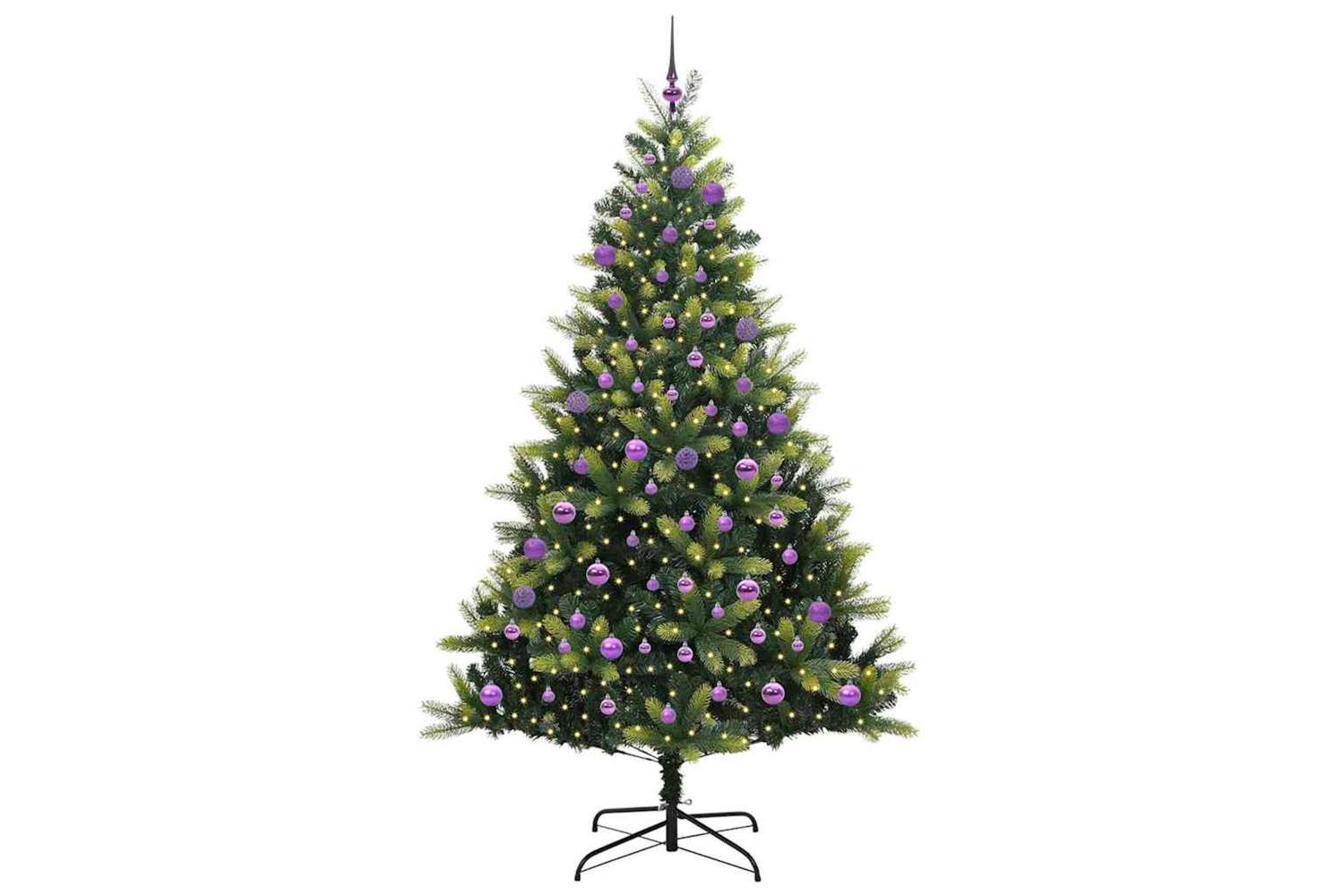Vidaxl Artificial Hinged Christmas Tree 300 Leds Green 180 Cm-3