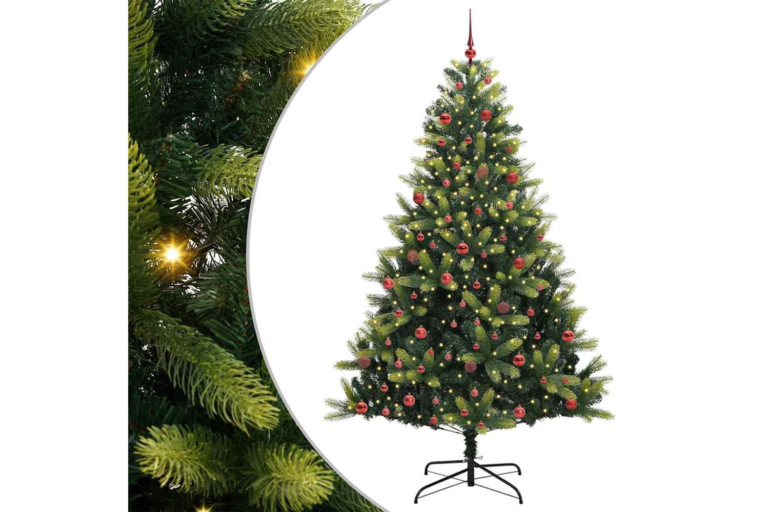 Vidaxl Artificial Hinged Christmas Tree 300 Leds Green 210 Cm
