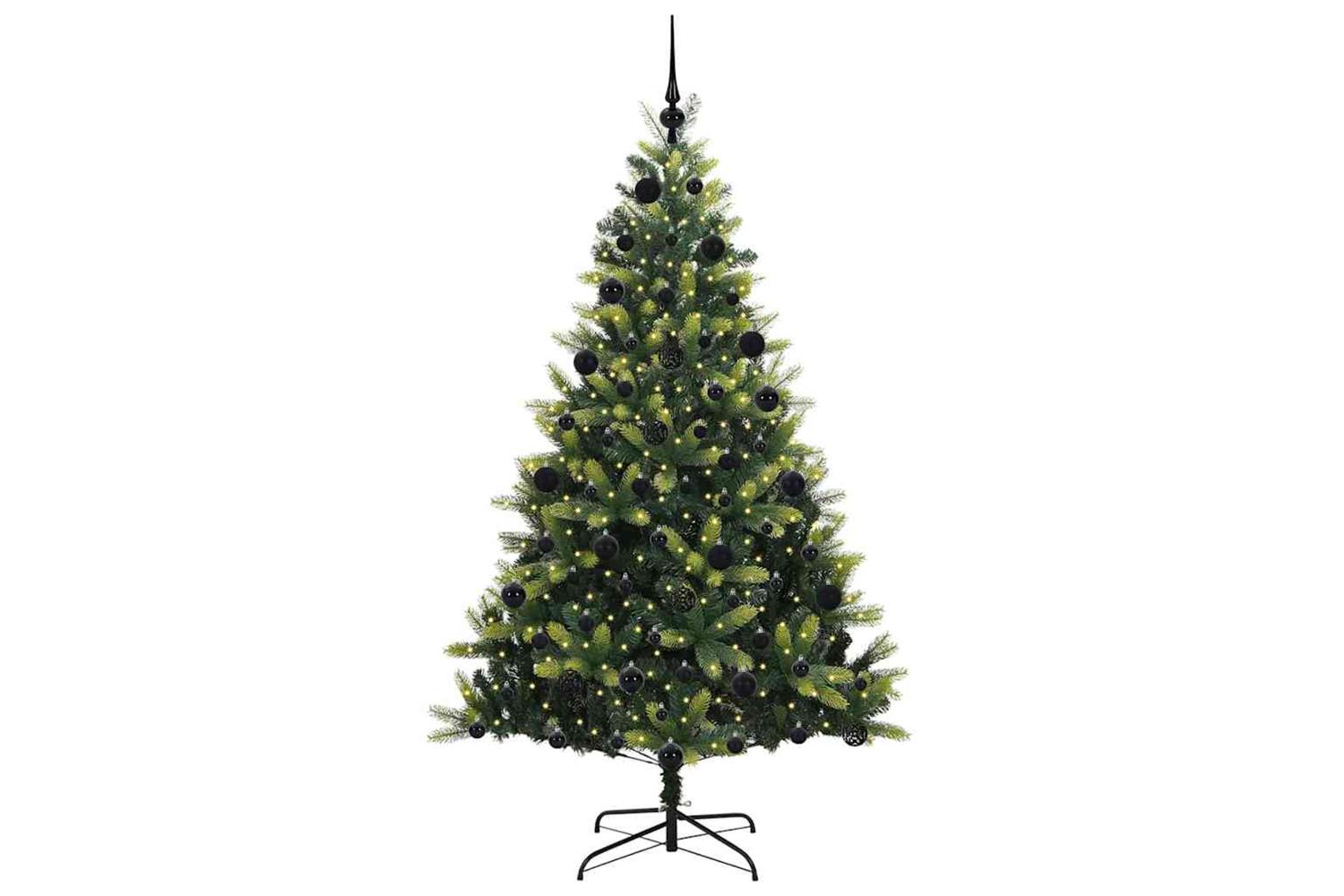 Vidaxl Artificial Hinged Christmas Tree 300 Leds Green 210 Cm-3