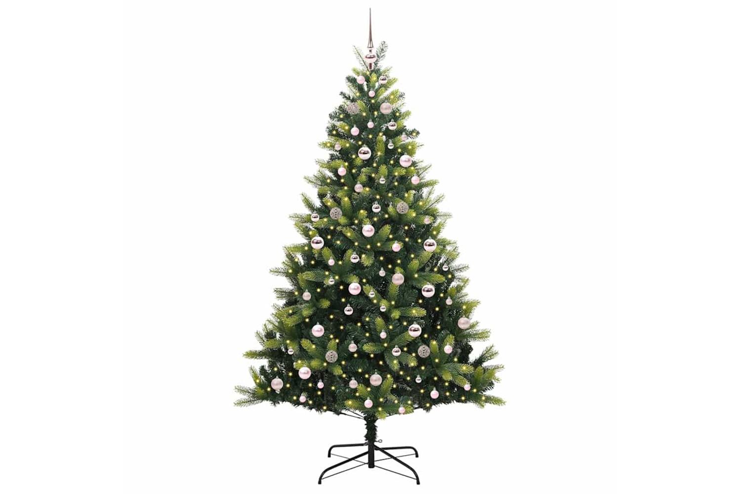 Vidaxl Artificial Hinged Christmas Tree 300 Leds Green 210 Cm-3