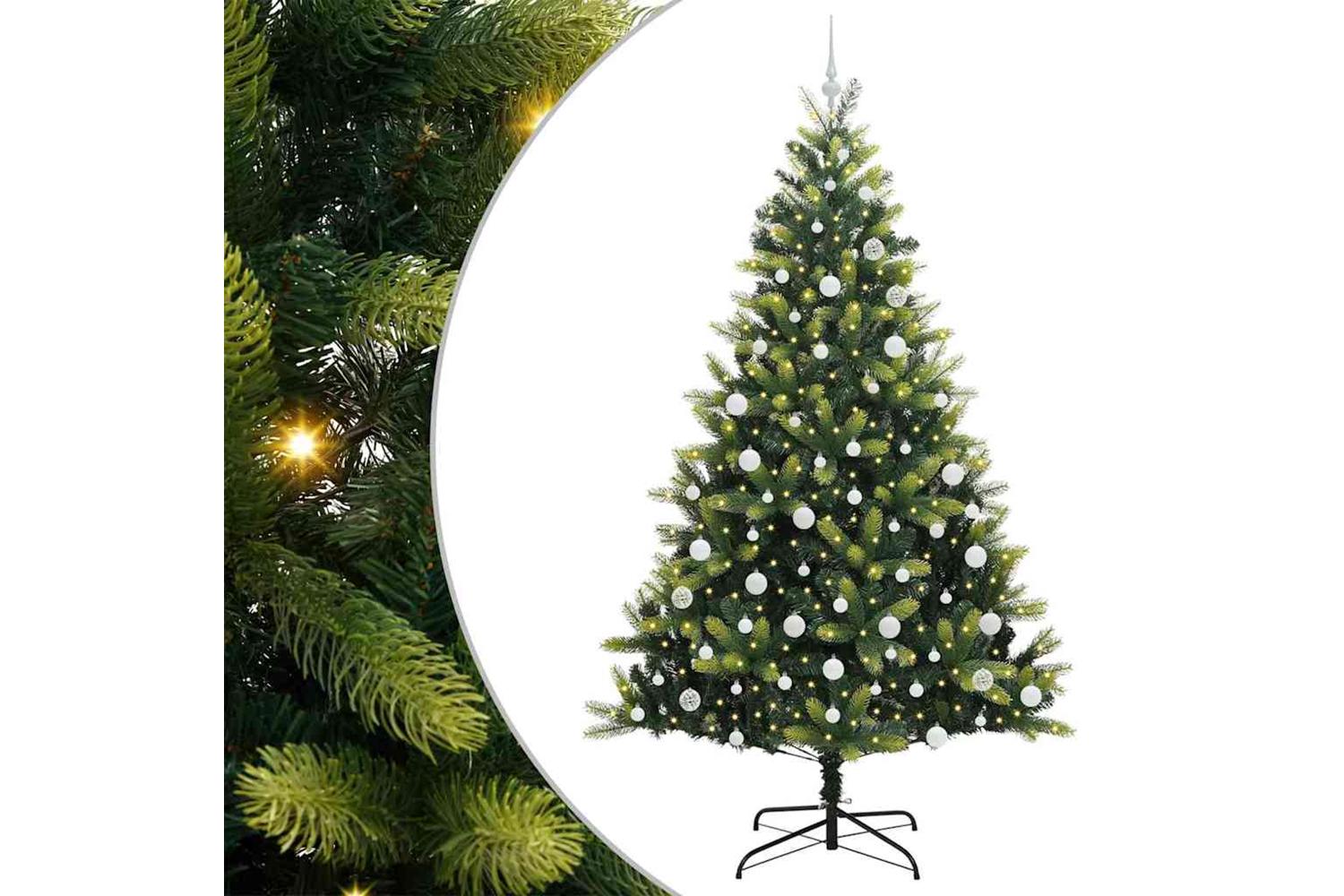 Vidaxl Artificial Hinged Christmas Tree 300 Leds Green 210 Cm-2