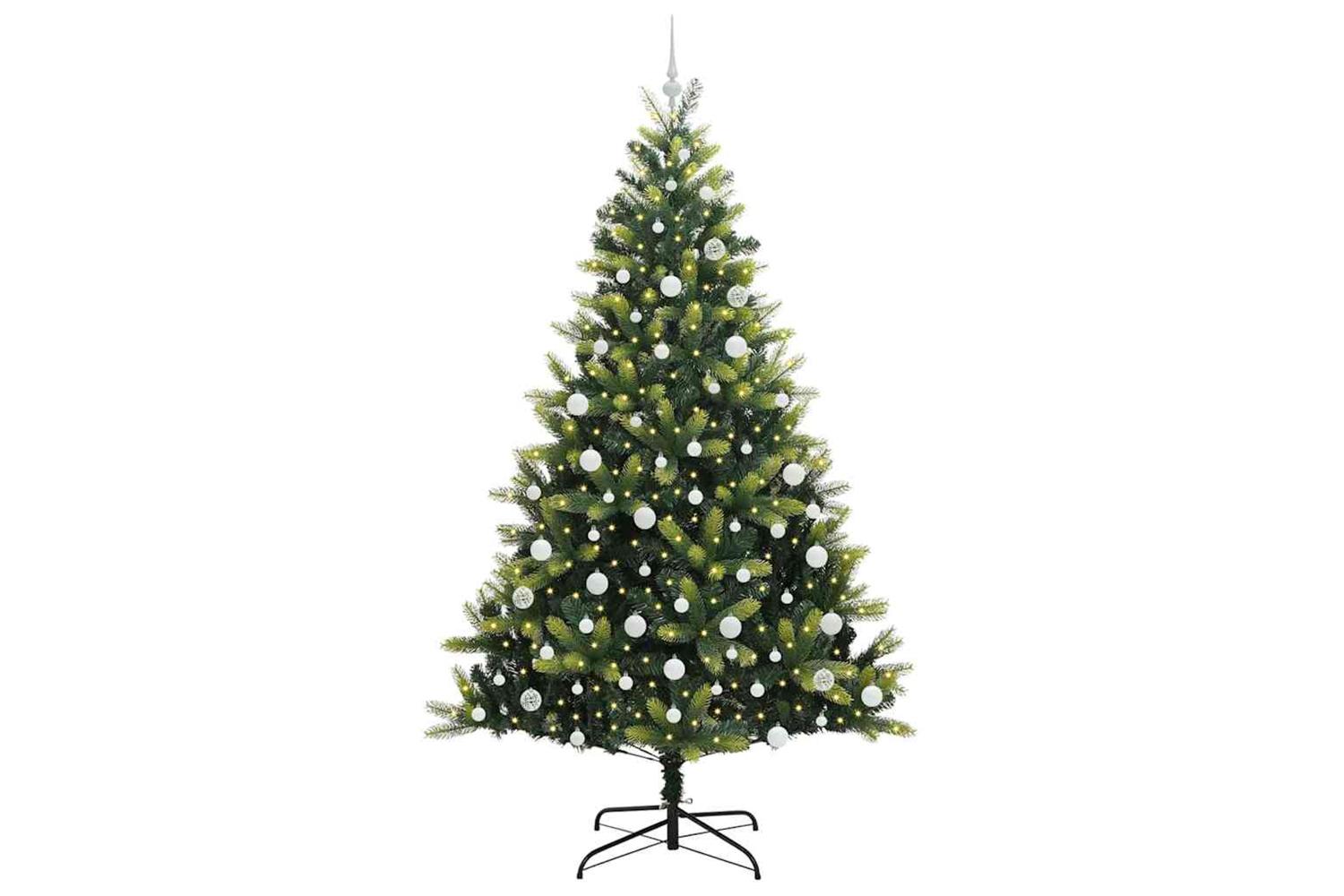 Vidaxl Artificial Hinged Christmas Tree 300 Leds Green 210 Cm-3