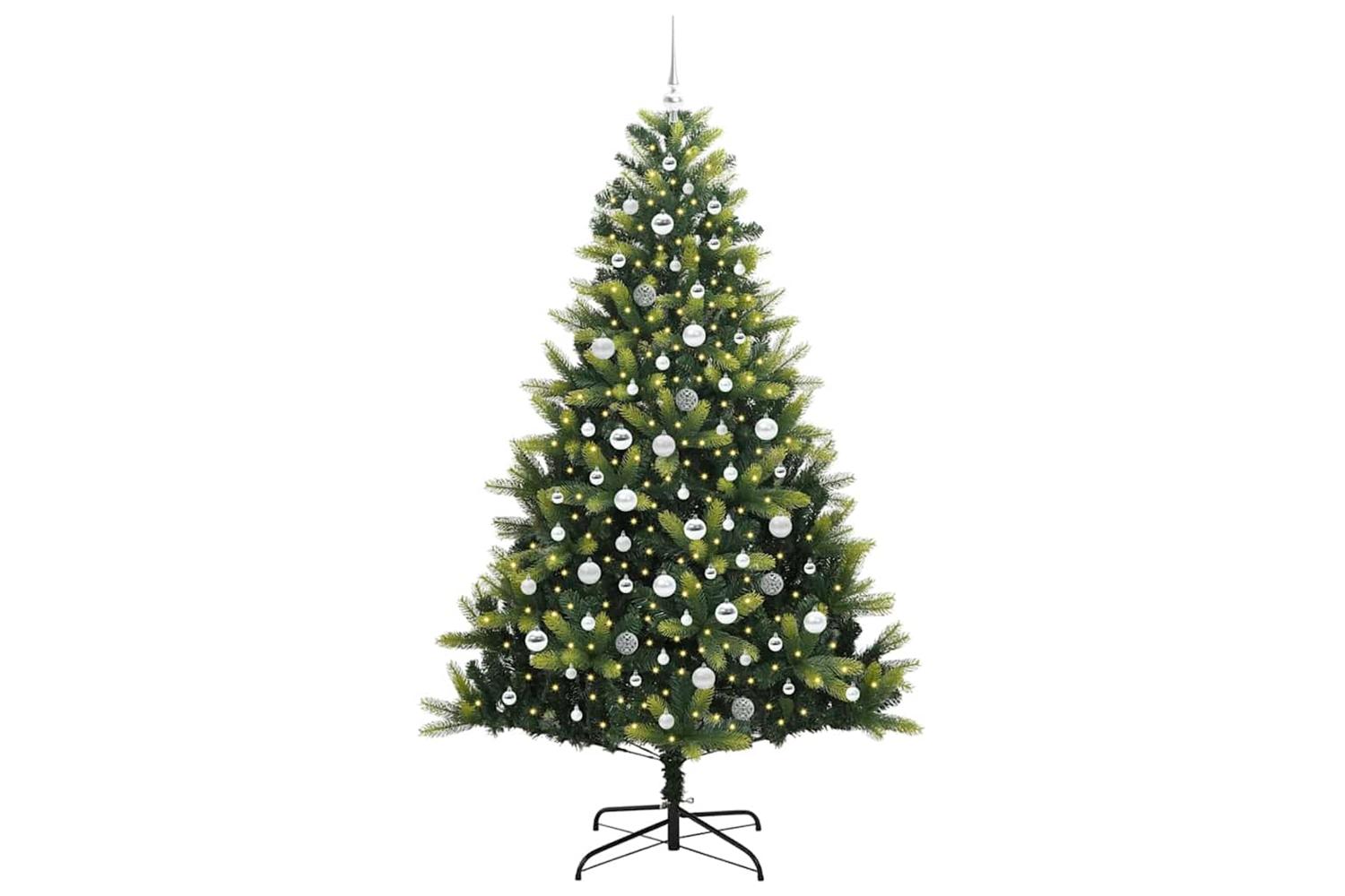 Vidaxl Artificial Hinged Christmas Tree 300 Leds Green 210 Cm-3