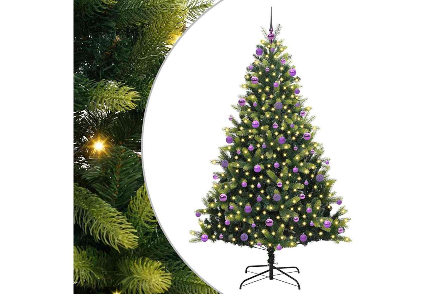 Vidaxl Artificial Hinged Christmas Tree 300 Leds Green 210 Cm-2