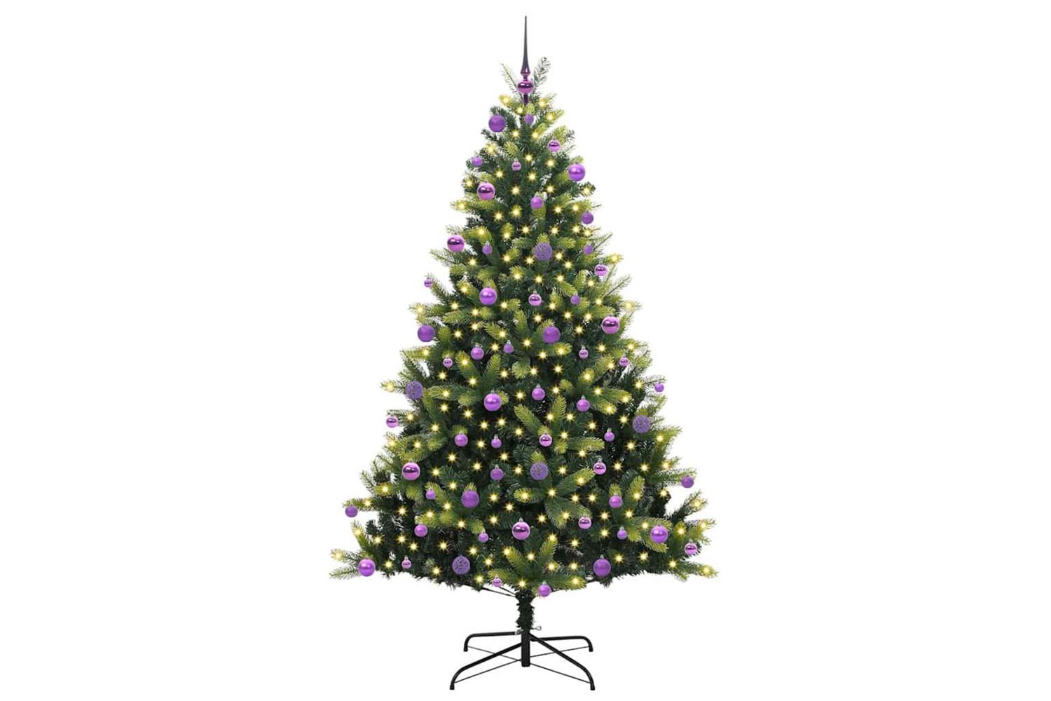 Vidaxl Artificial Hinged Christmas Tree 300 Leds Green 210 Cm-3