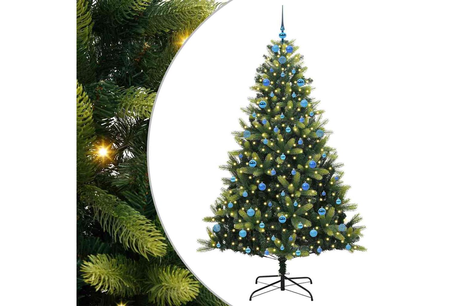 Vidaxl Artificial Hinged Christmas Tree 300 Leds Green 210 Cm-2