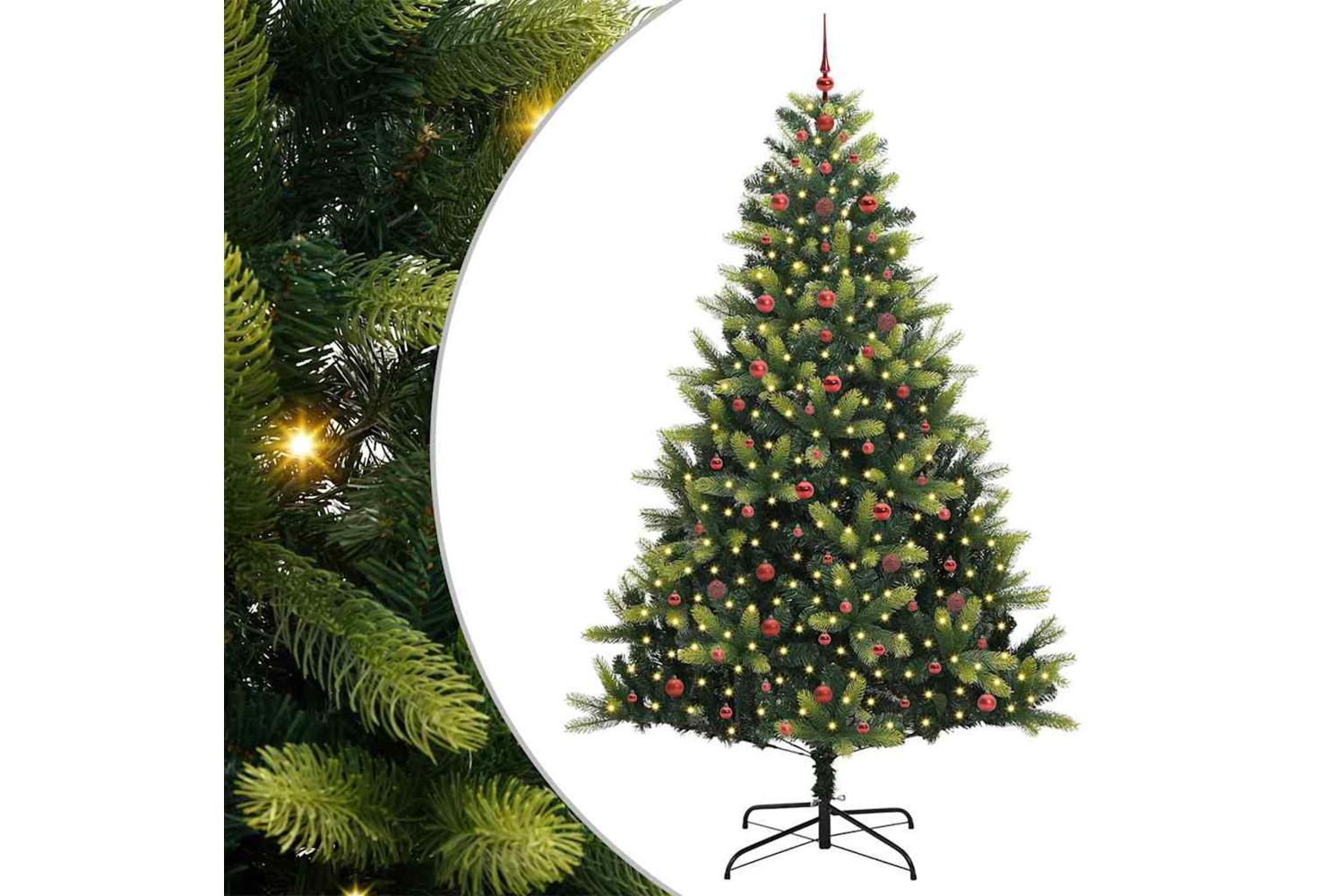 Vidaxl Artificial Hinged Christmas Tree 300 Leds Green 240 Cm-2
