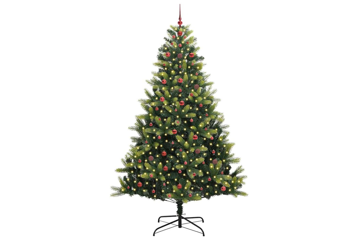 Vidaxl Artificial Hinged Christmas Tree 300 Leds Green 240 Cm-3
