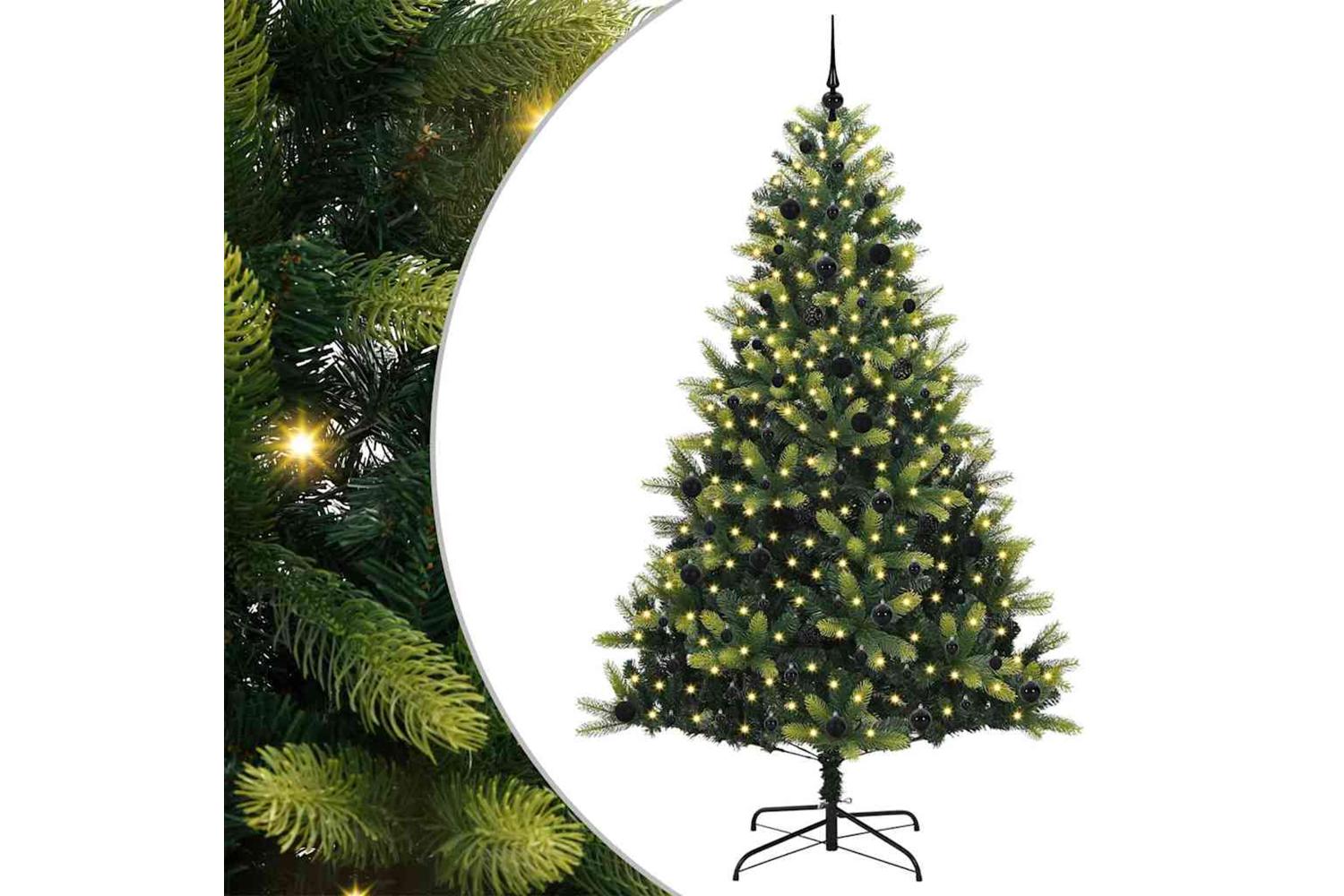 Vidaxl Artificial Hinged Christmas Tree 300 Leds Green 240 Cm-2