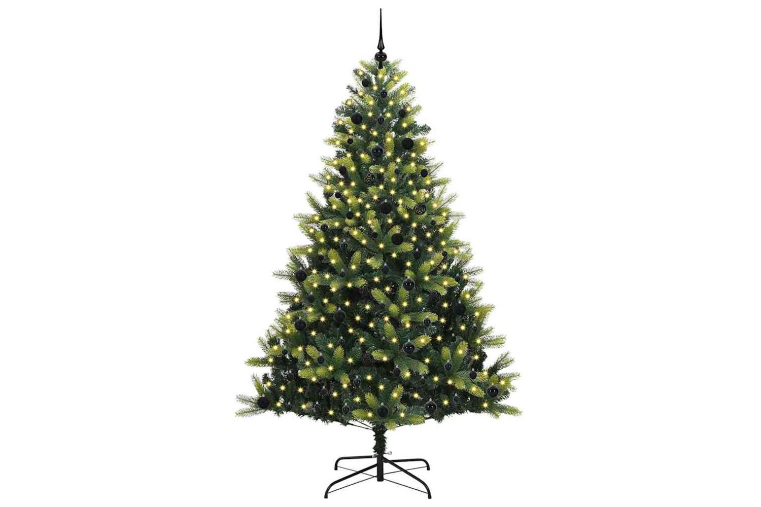 Vidaxl Artificial Hinged Christmas Tree 300 Leds Green 240 Cm-3