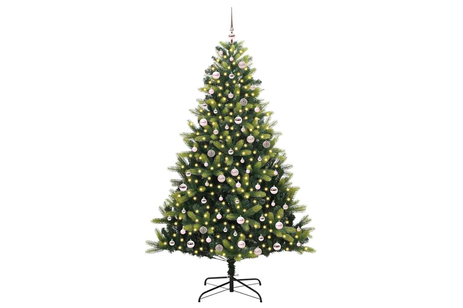 Vidaxl Artificial Hinged Christmas Tree 300 Leds Green 240 Cm-3
