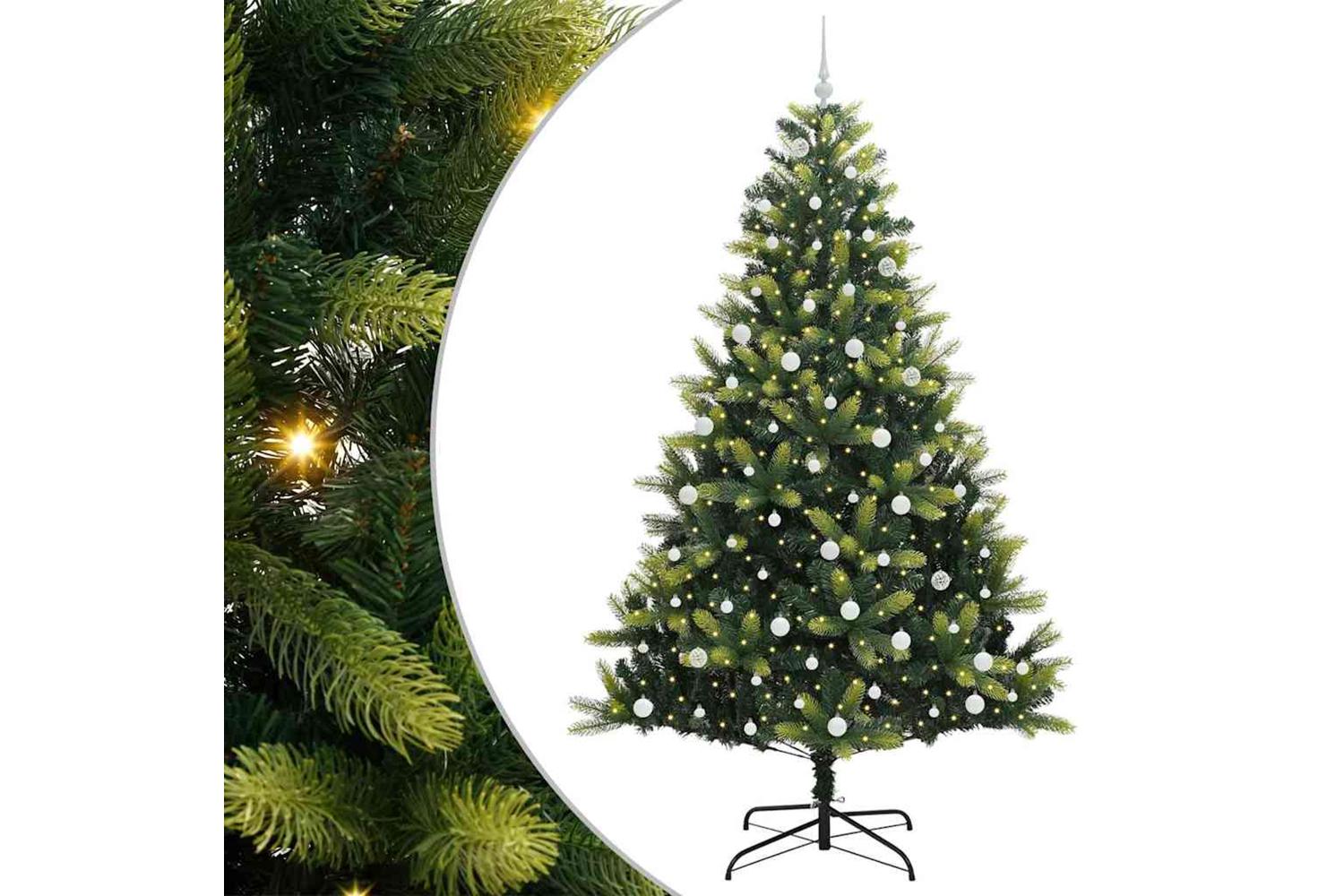 Vidaxl Artificial Hinged Christmas Tree 300 Leds Green 240 Cm-2