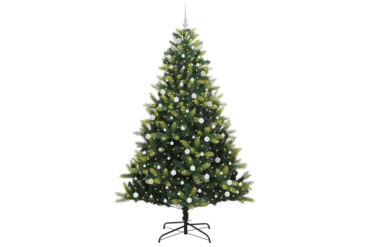 Vidaxl Artificial Hinged Christmas Tree 300 Leds Green 240 Cm-3