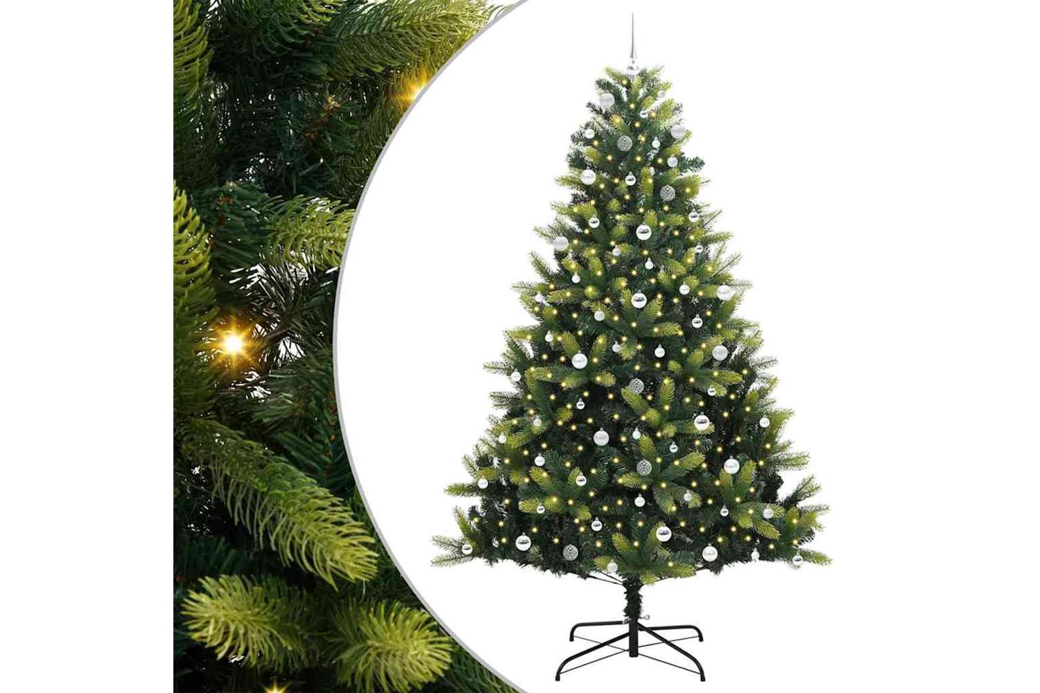 Vidaxl Artificial Hinged Christmas Tree 300 Leds Green 240 Cm-2