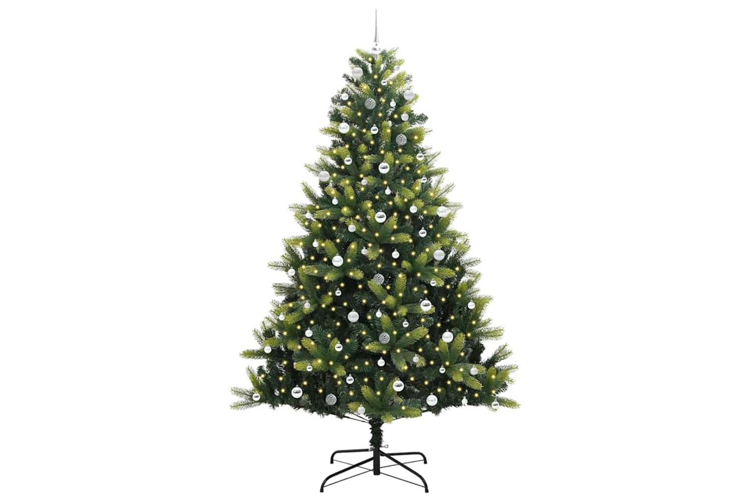 Vidaxl Artificial Hinged Christmas Tree 300 Leds Green 240 Cm-3