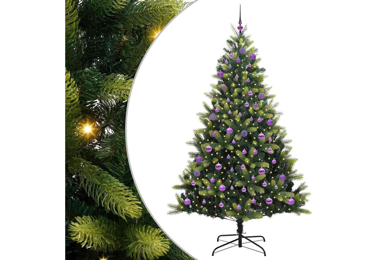 Vidaxl Artificial Hinged Christmas Tree 300 Leds Green 240 Cm-2