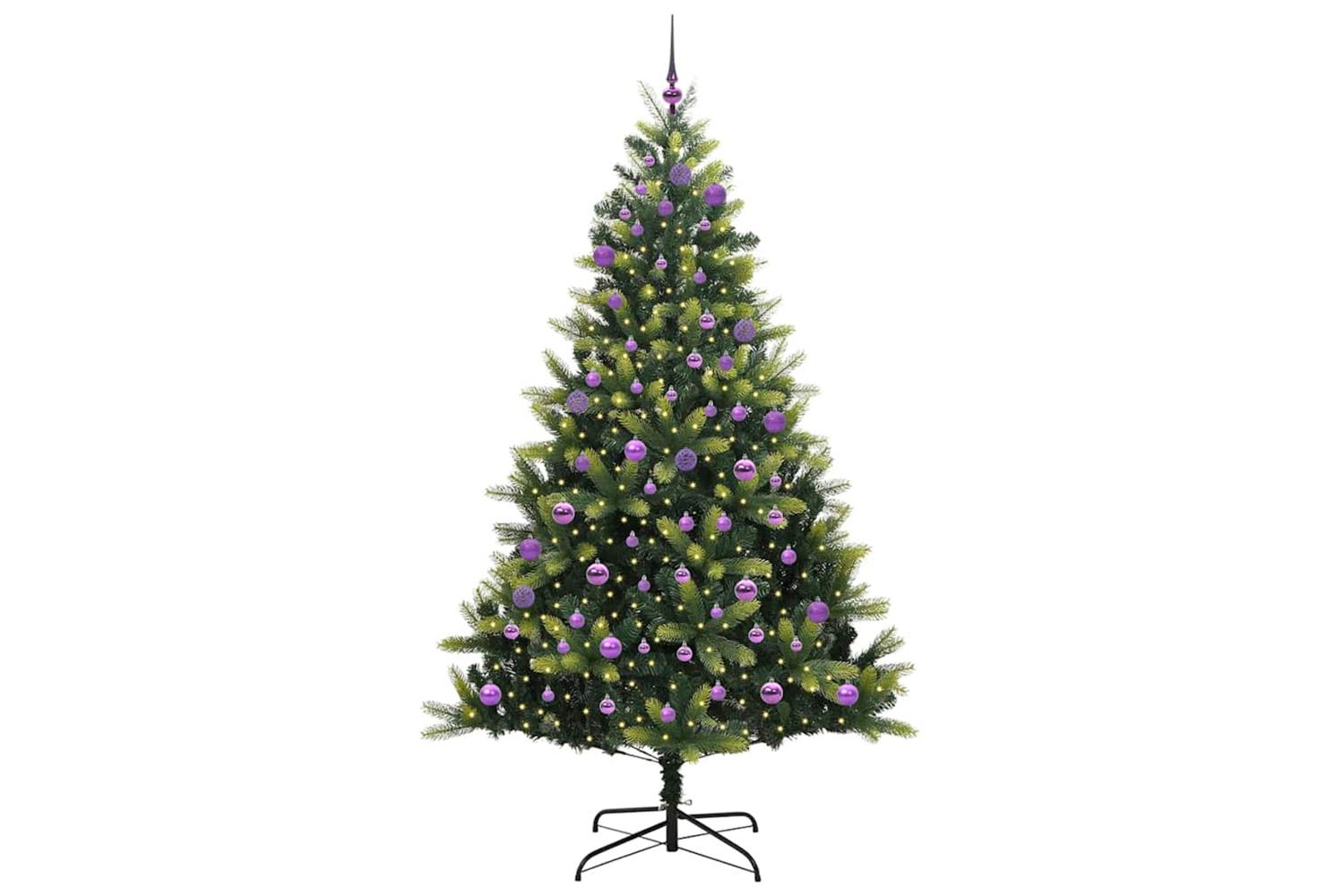 Vidaxl Artificial Hinged Christmas Tree 300 Leds Green 240 Cm-3