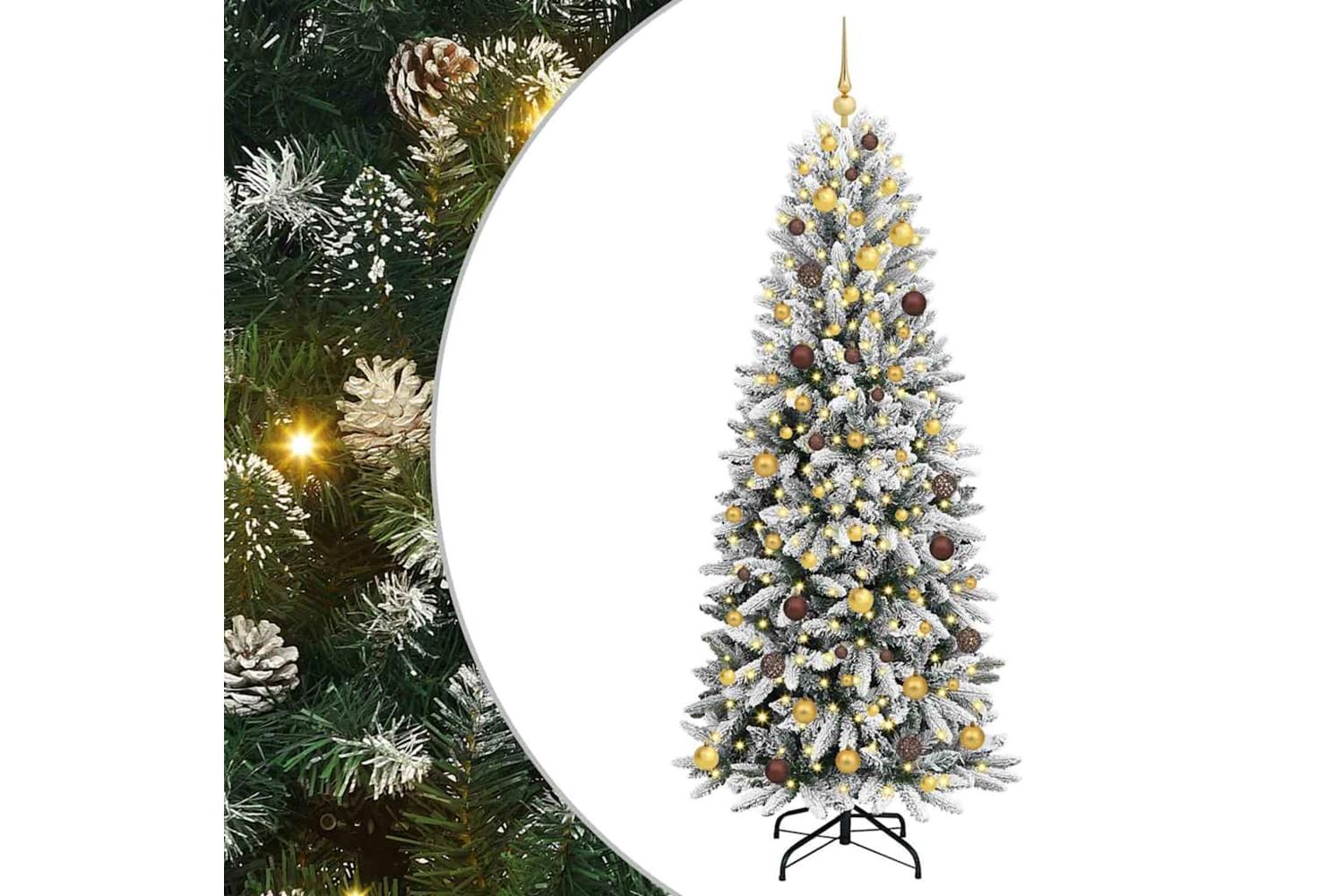 Vidaxl Artificial Christmas Tree With 300 Leds White 78 X 78 X 210 Cm-2