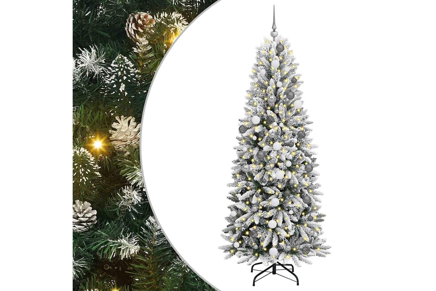 Vidaxl Artificial Christmas Tree With 300 Leds White 78 X 78 X 210 Cm-2