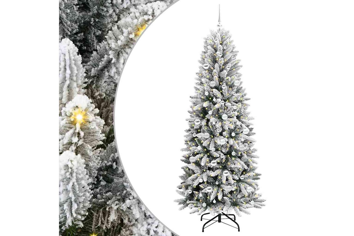 Vidaxl Artificial Christmas Tree With 300 Leds White 78 X 78 X 210 Cm-2