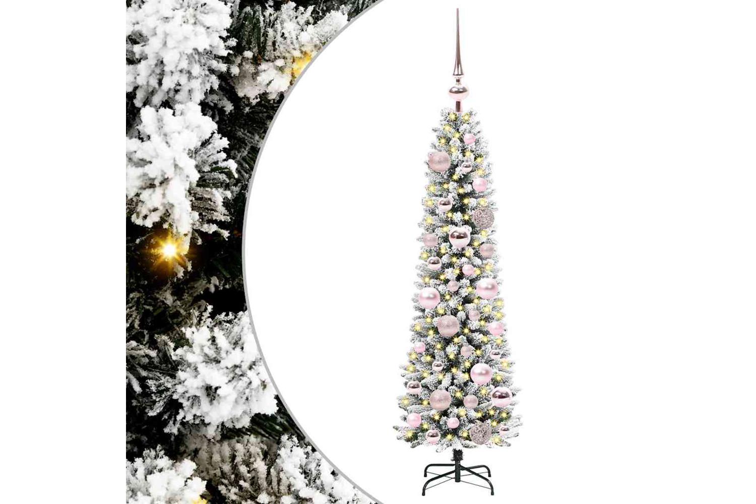 Vidaxl Artificial Christmas Tree With 150 Leds Green And White 120 Cm-2
