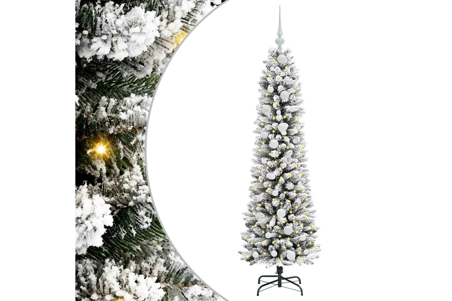 Vidaxl Artificial Christmas Tree With 150 Leds Green And White 150 Cm-2