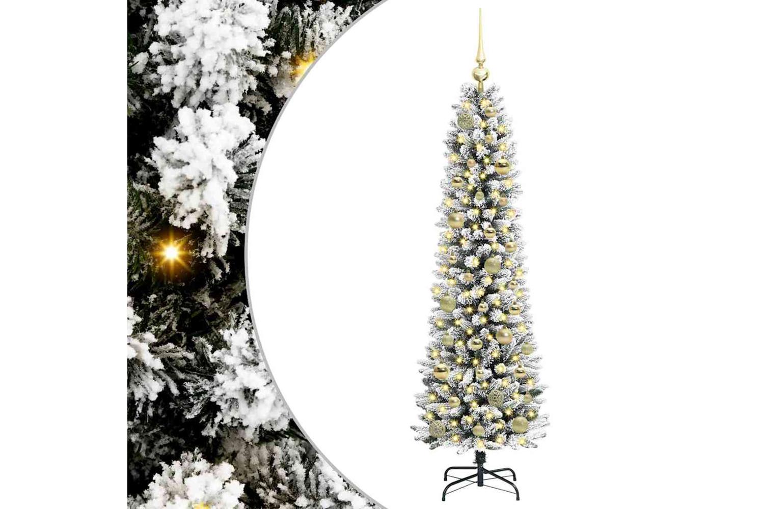 Vidaxl Artificial Christmas Tree With 150 Leds Green And White 150 Cm-2