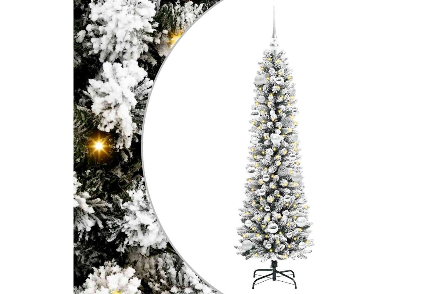 Vidaxl Artificial Christmas Tree With 150 Leds Green And White 150 Cm-2