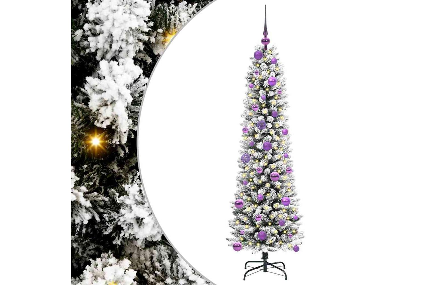 Vidaxl Artificial Christmas Tree With 150 Leds Green And White 150 Cm-2