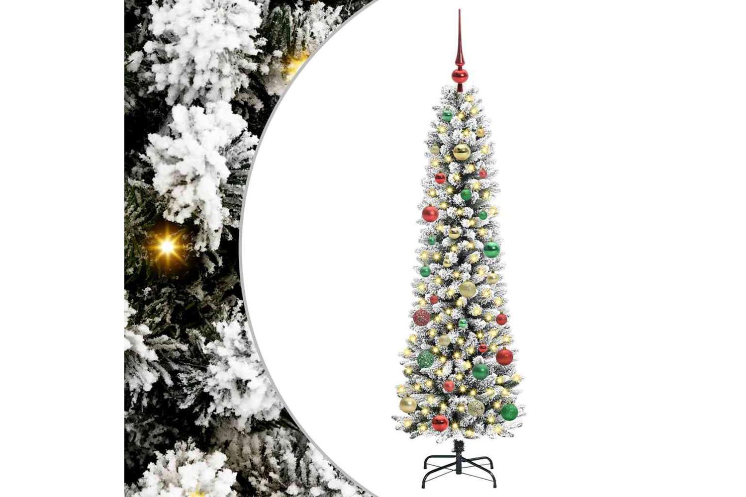 Vidaxl Artificial Christmas Tree With 150 Leds Green And White 150 Cm-2