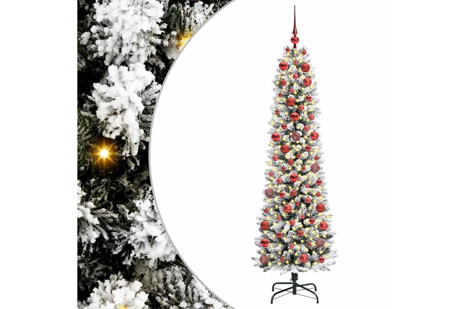 Vidaxl Artificial Christmas Tree With 300 Leds Green And White 180 Cm-2