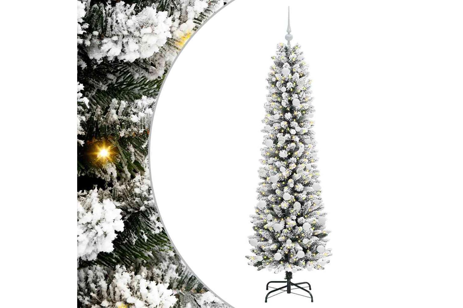 Vidaxl Artificial Christmas Tree With 300 Leds Green And White 180 Cm-2