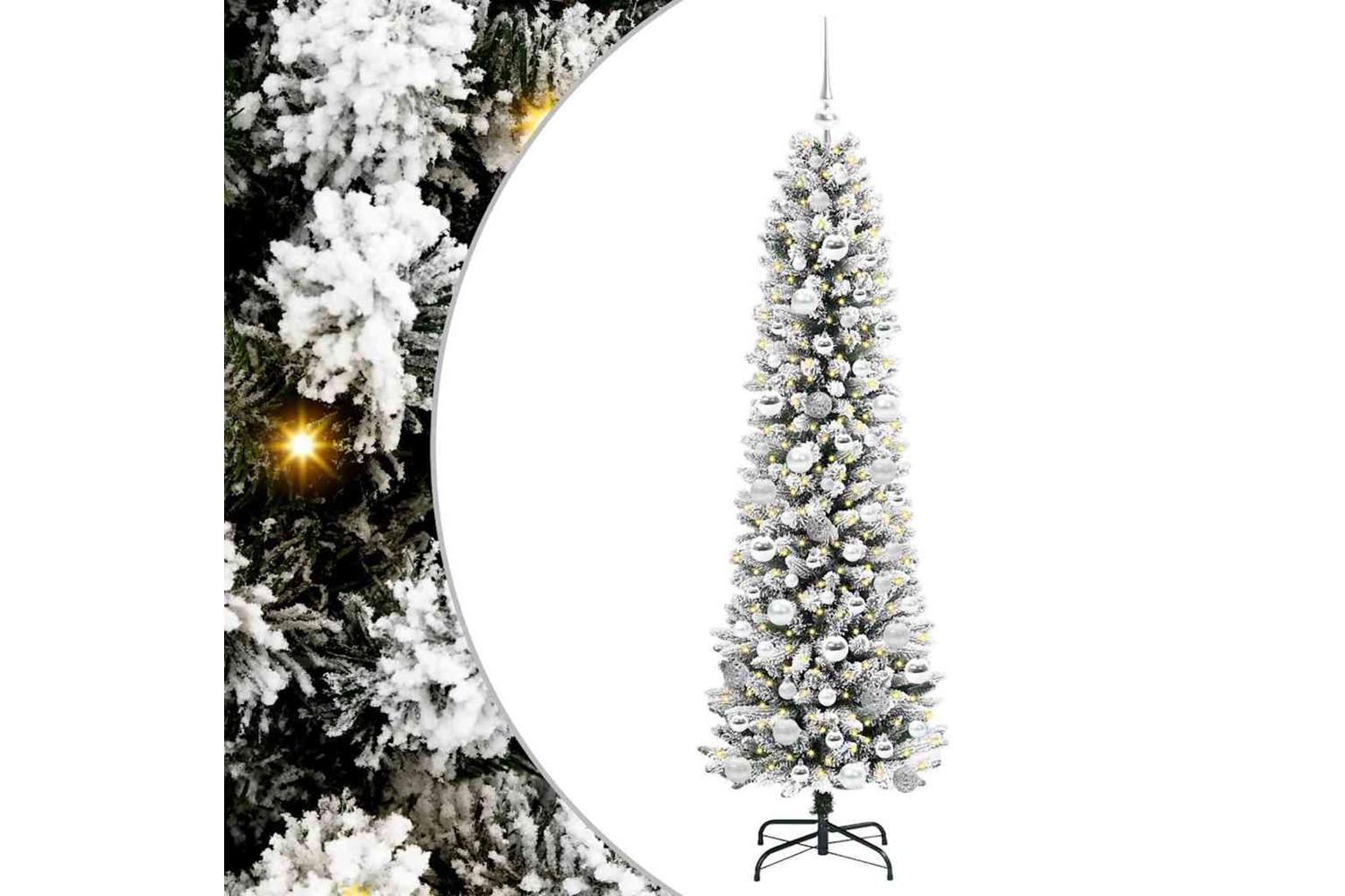 Vidaxl Artificial Christmas Tree With 300 Leds Green And White 180 Cm-2