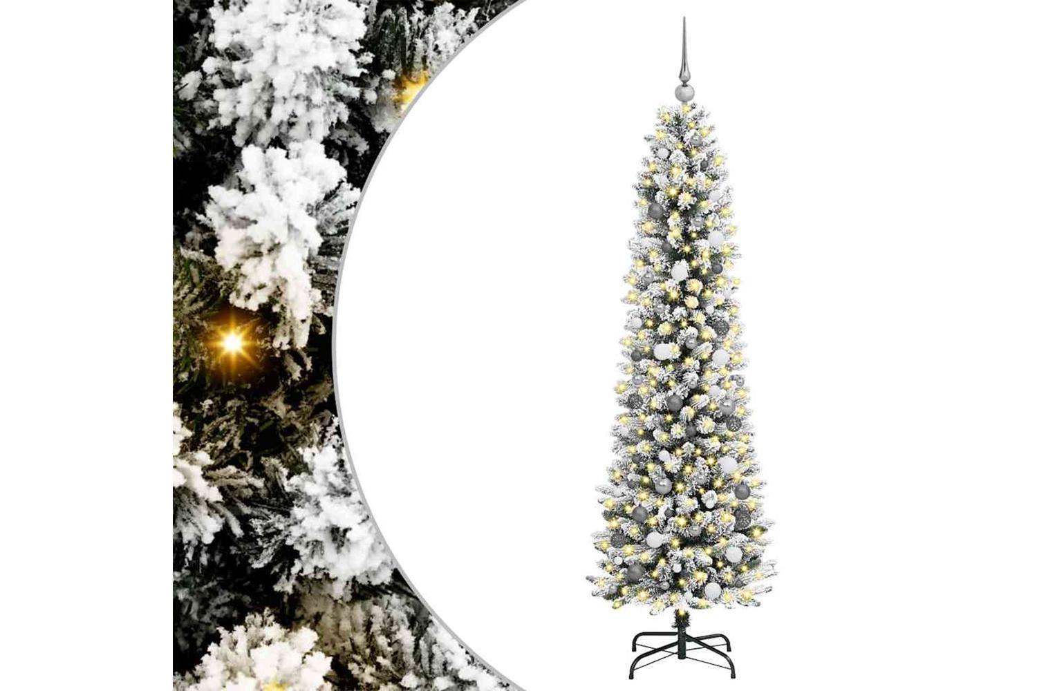 Vidaxl Artificial Christmas Tree With 300 Leds With Stand White 210 Cm