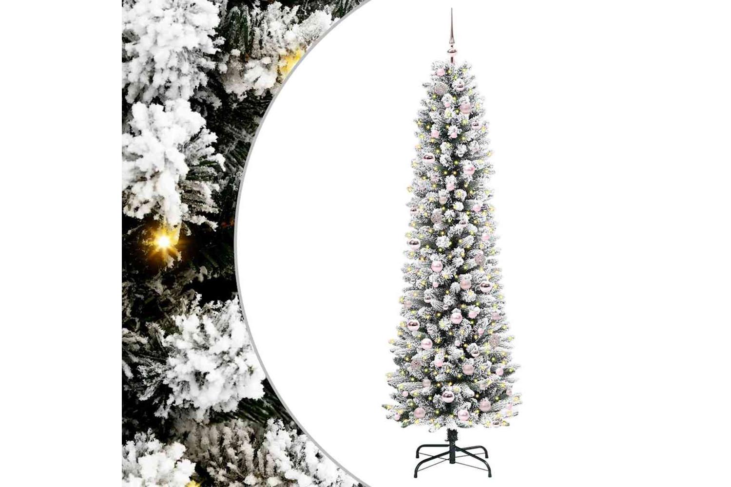 Vidaxl Artificial Christmas Tree With 300 Leds Green And White 210 Cm-2