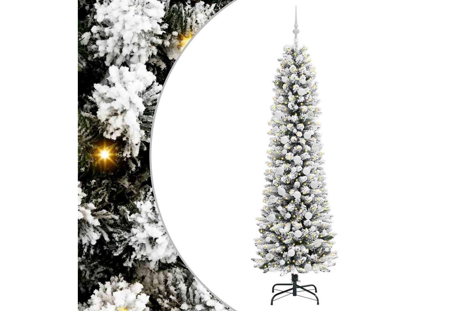 Vidaxl Artificial Christmas Tree With 300 Leds Green And White 210 Cm-2