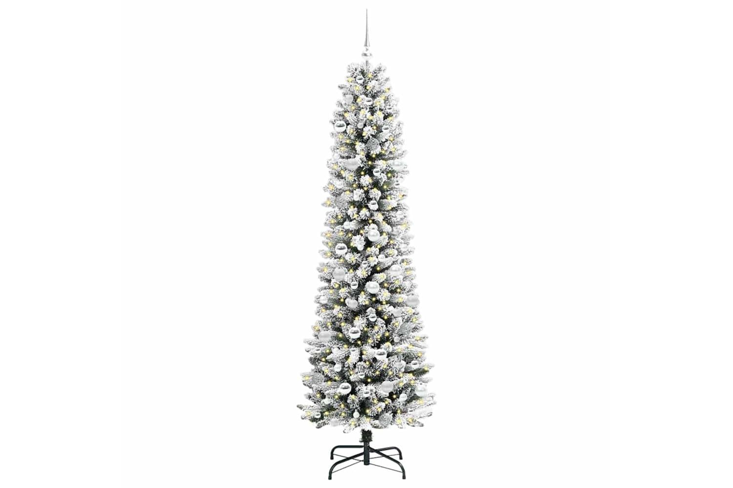 Vidaxl Artificial Christmas Tree With 300 Leds Green And White 210 Cm-3