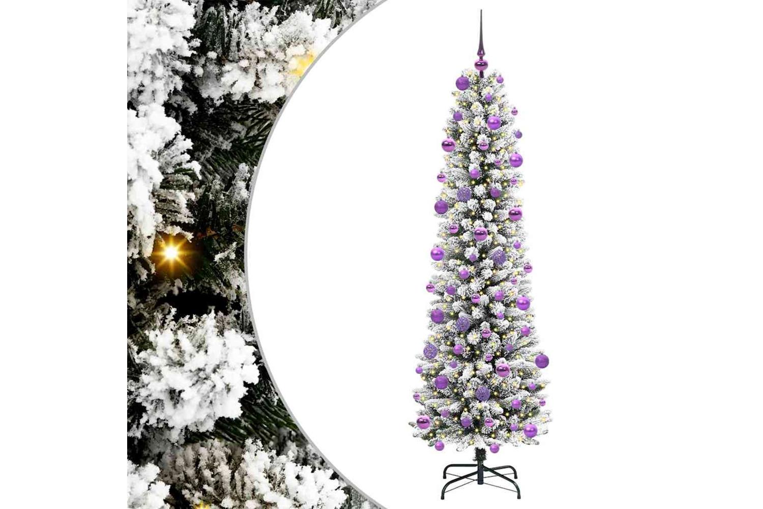 Vidaxl Artificial Christmas Tree With 300 Leds Green And White 210 Cm-2