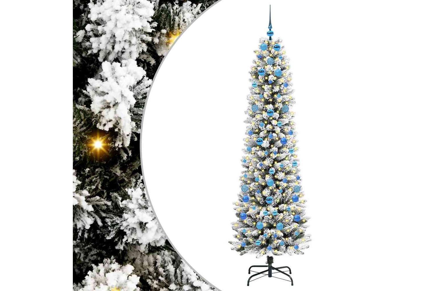 Vidaxl Artificial Christmas Tree With 300 Leds Green And White 210 Cm-2