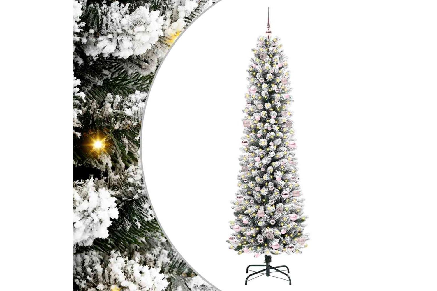 Vidaxl Artificial Christmas Tree With 300 Leds Green And White 240 Cm-2