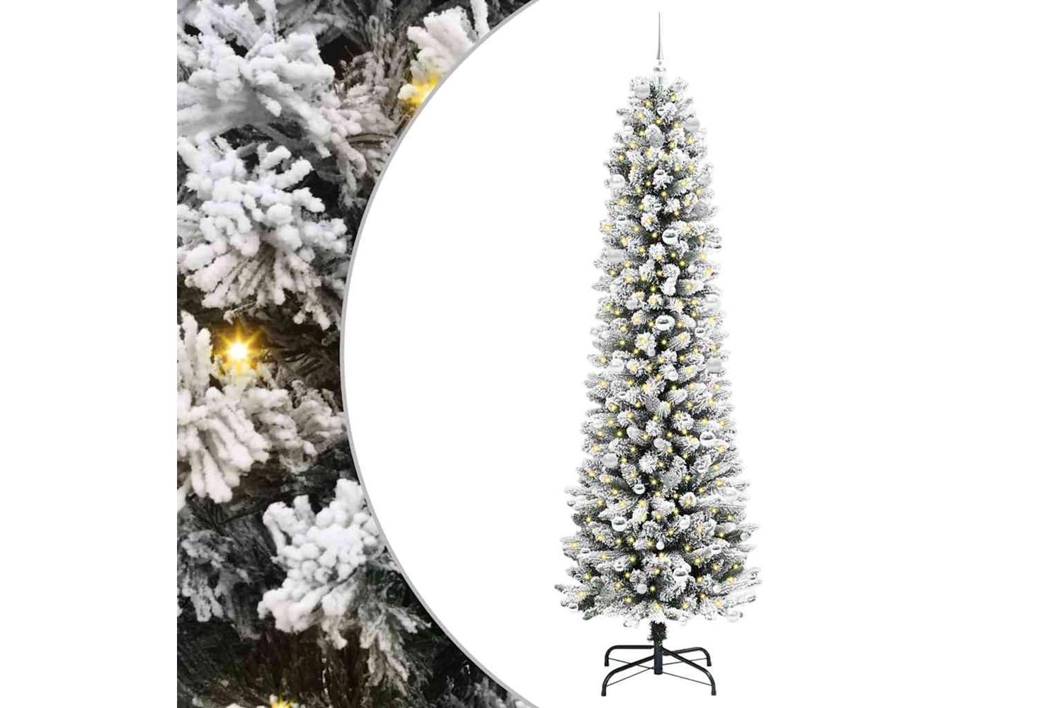 Vidaxl Artificial Christmas Tree With 300 Leds Green And White 240 Cm-2