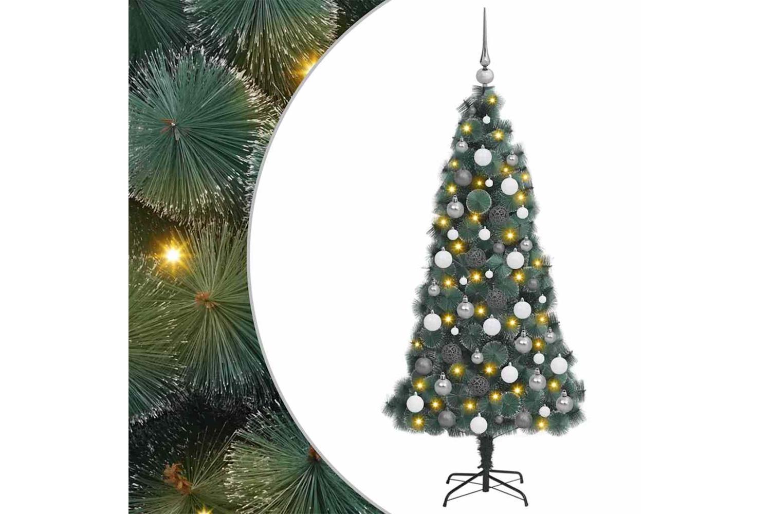 Vidaxl Artificial Pre-lit Christmas Tree With Ball Set Green 120 Cm