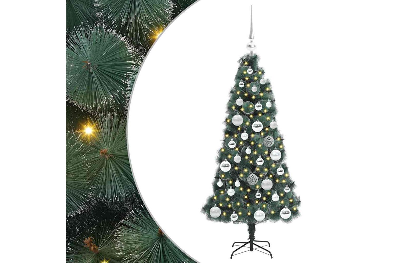 Vidaxl Artificial Pre-lit Christmas Tree With Ball Set Green 120 Cm-2