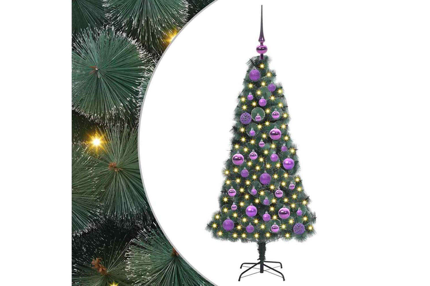 Vidaxl Artificial Pre-lit Christmas Tree With Ball Set Green 120 Cm-2