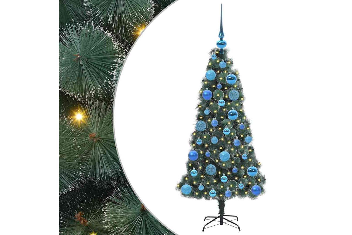 Vidaxl Artificial Pre-lit Christmas Tree With Ball Set Green 120 Cm-2